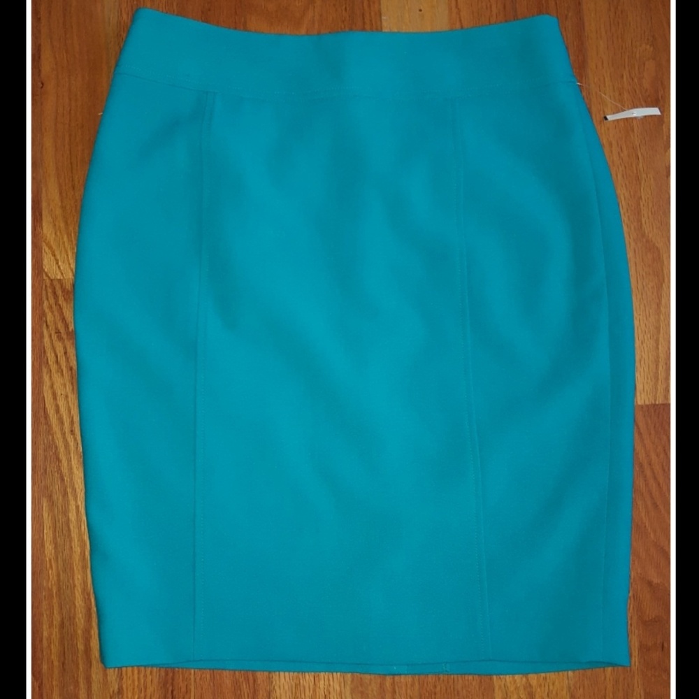 NEW Loft Teal Lined Pencil Skirt 2P 2 P Petite